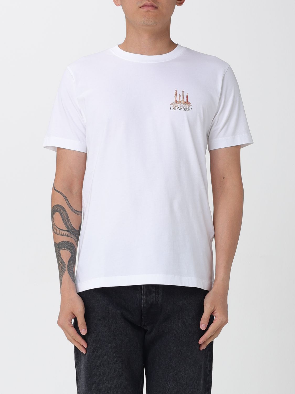 Off-white Graphic Print Crew Neck Short Sleeve Top In White