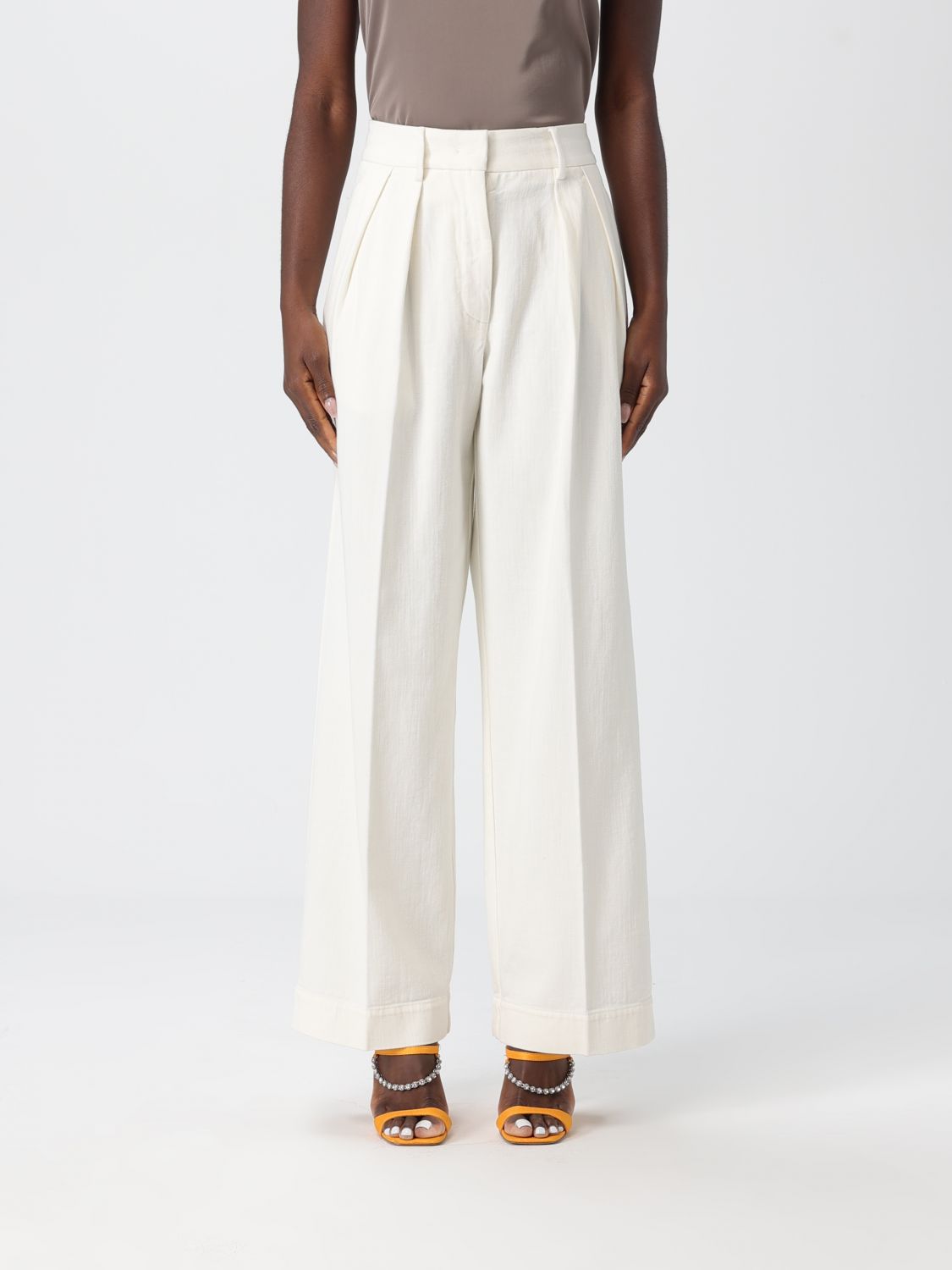 Forte Forte Fluid Cotton Low Waist Pants In White