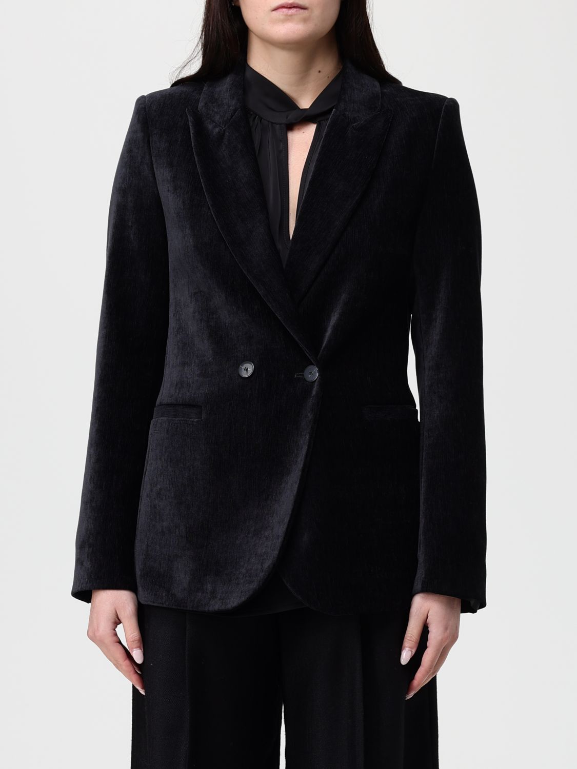 Forte Forte Tailored Jacket With Double-button Front And Textured Fabric In Black