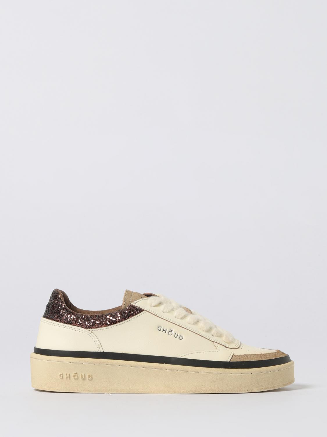 Ghoud Multicolour Leather Sneakers With Glitter In White