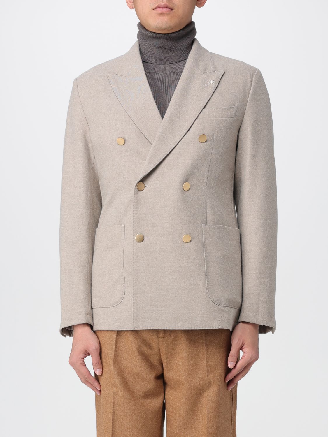 Manuel Ritz Beige Double-breasted Jacket In Neutral