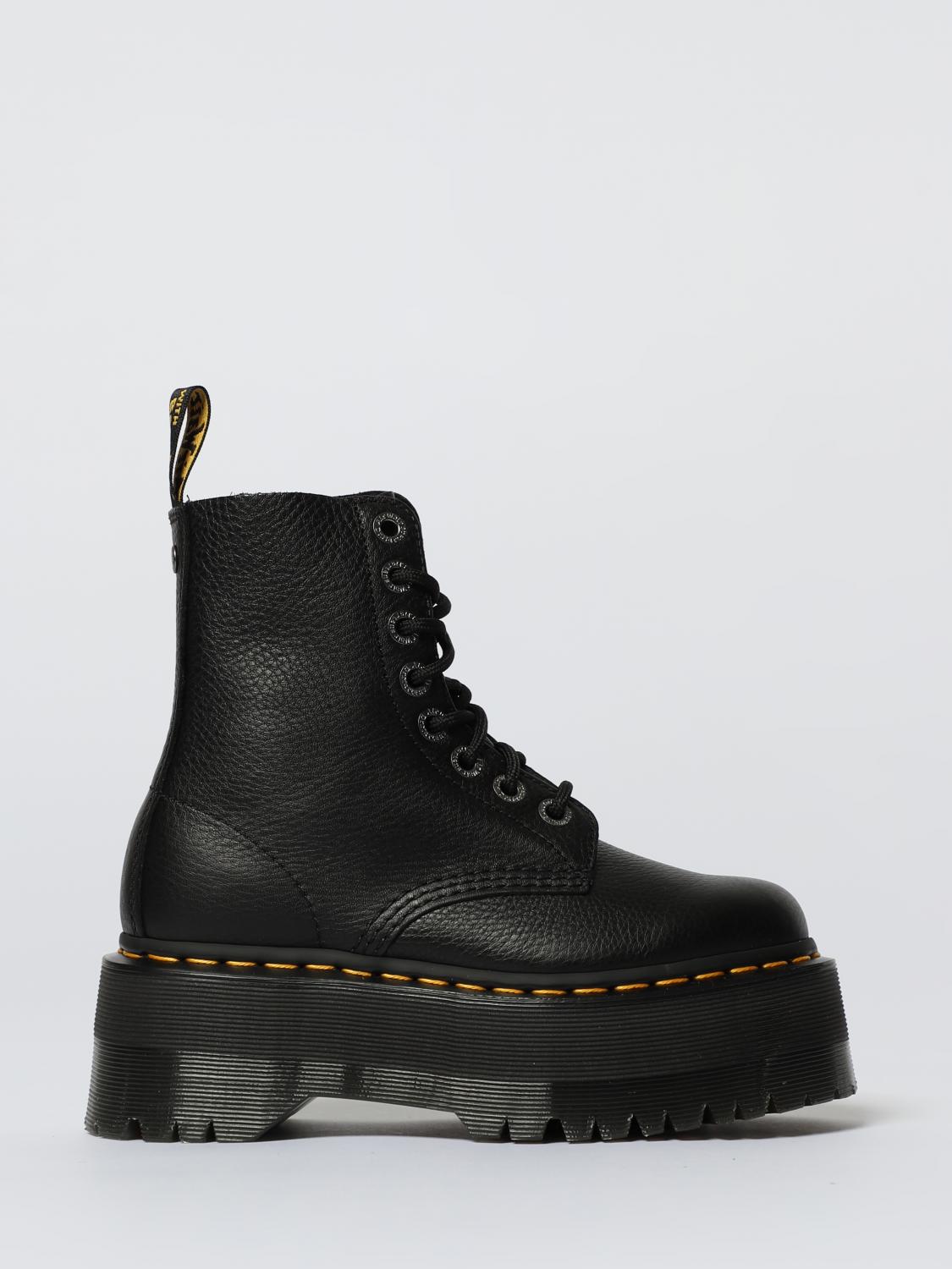 Dr. Martens Jadon Smooth Platform Lace-up Combat Boots In Black
