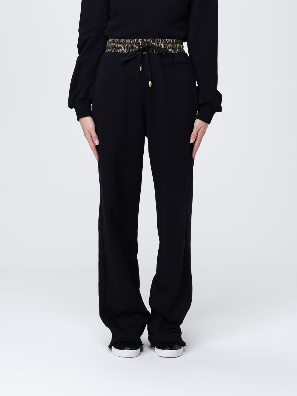 Just Cavalli Velvet Track Pants In Black
