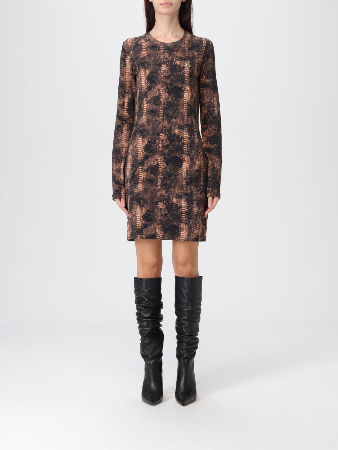 Just Cavalli Dress Woman Color Brown In Brown