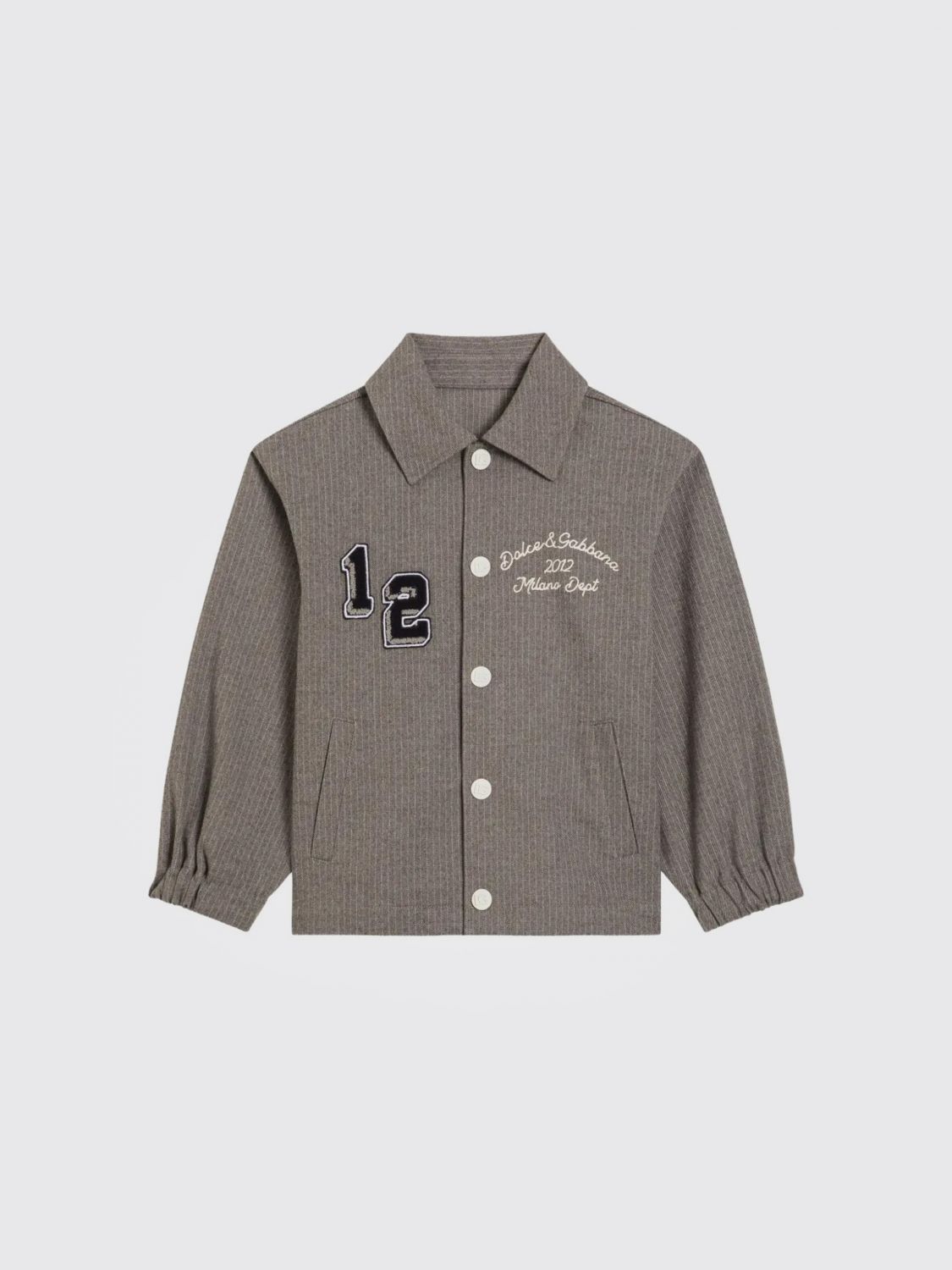 Dolce & Gabbana Striped Number-detail Jacket In Gray