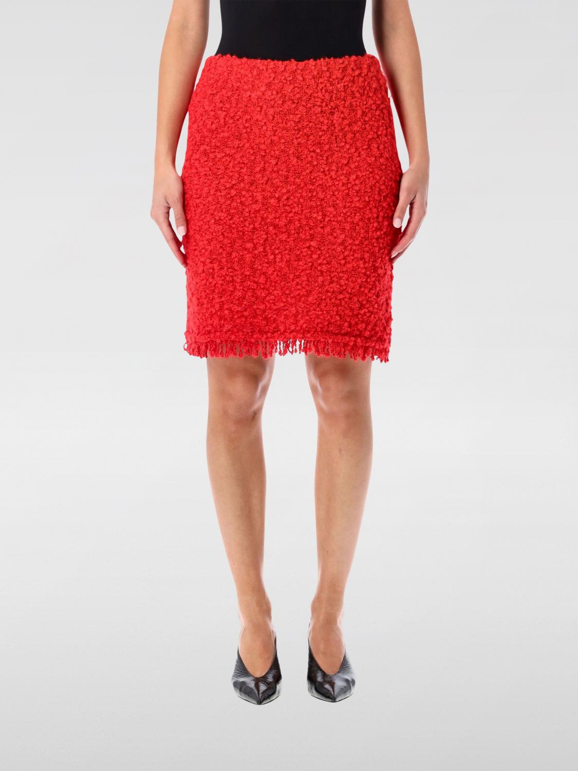 Fabiana Filippi Textured Mini Skirt Fringed Hem In Red