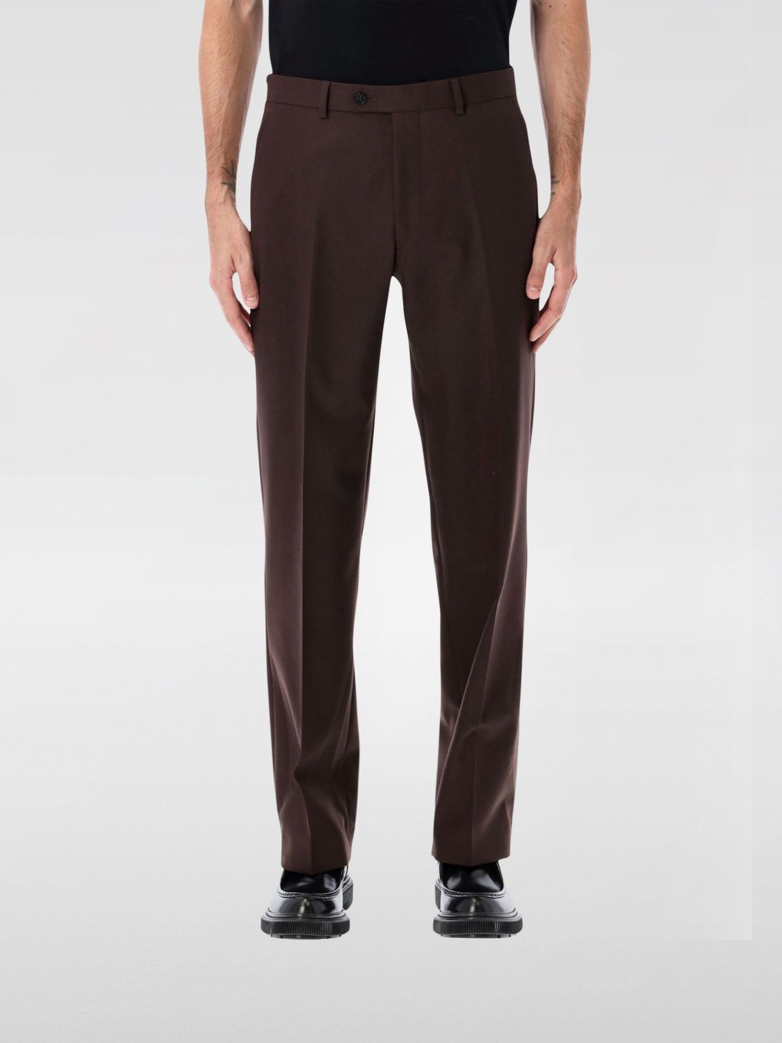 Sunflower Wide Pleated Trouser In Brown
