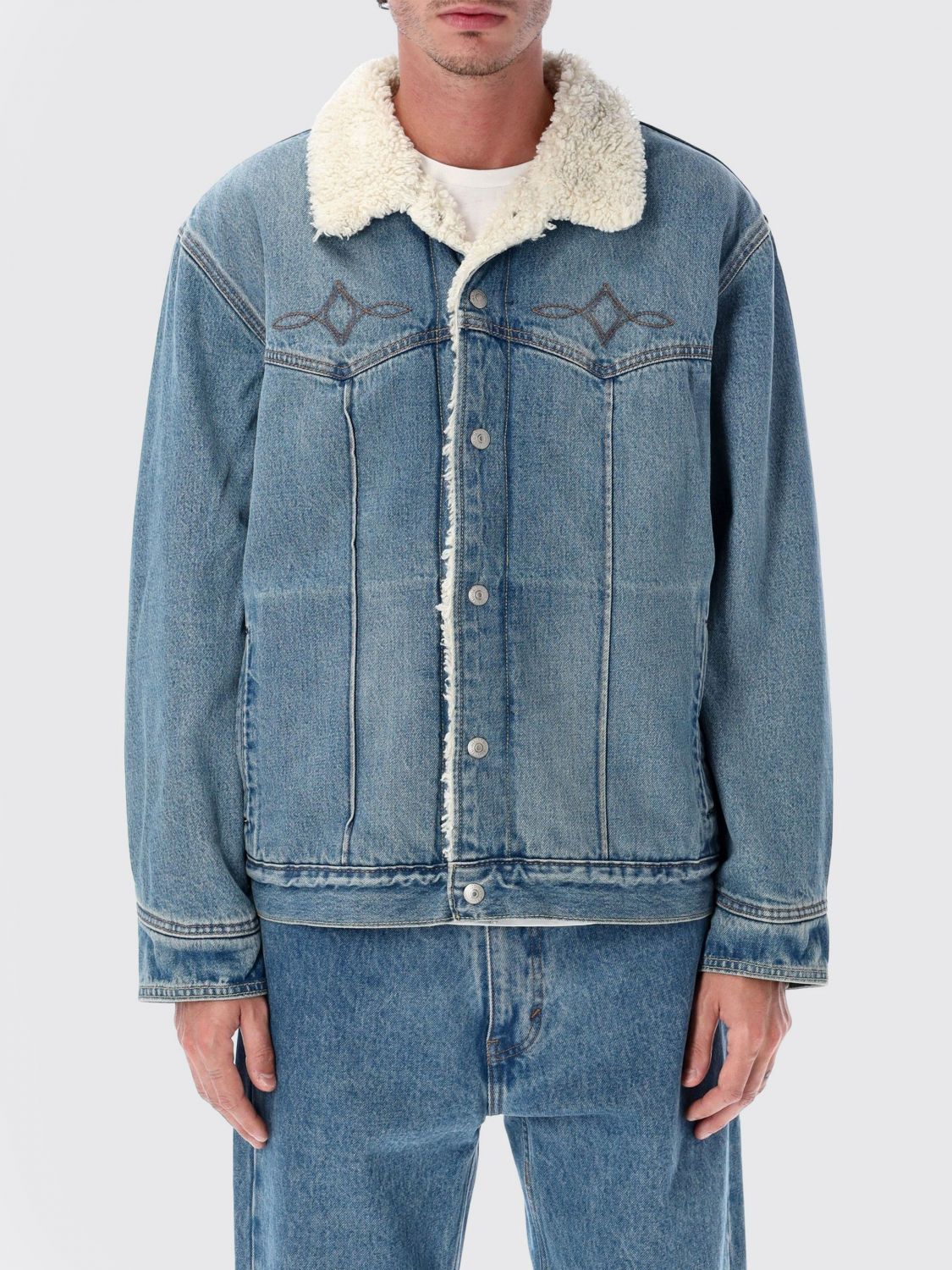 Levi's Western Sherpa Trucker Embroidered Jacket In Blue