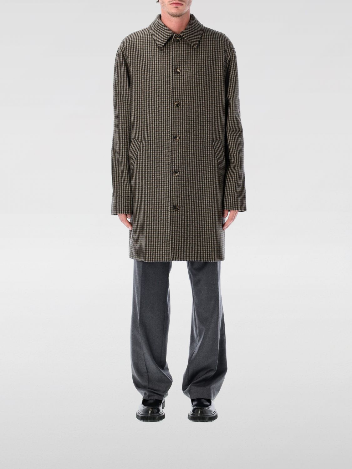 Apc A.p.c. A.p.c. Prince Of Wales Wool Coat In Brown