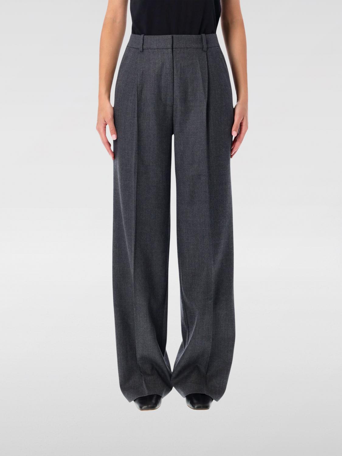 Anine Bing Dark Grey Wide-leg Wool Trousers In Gray