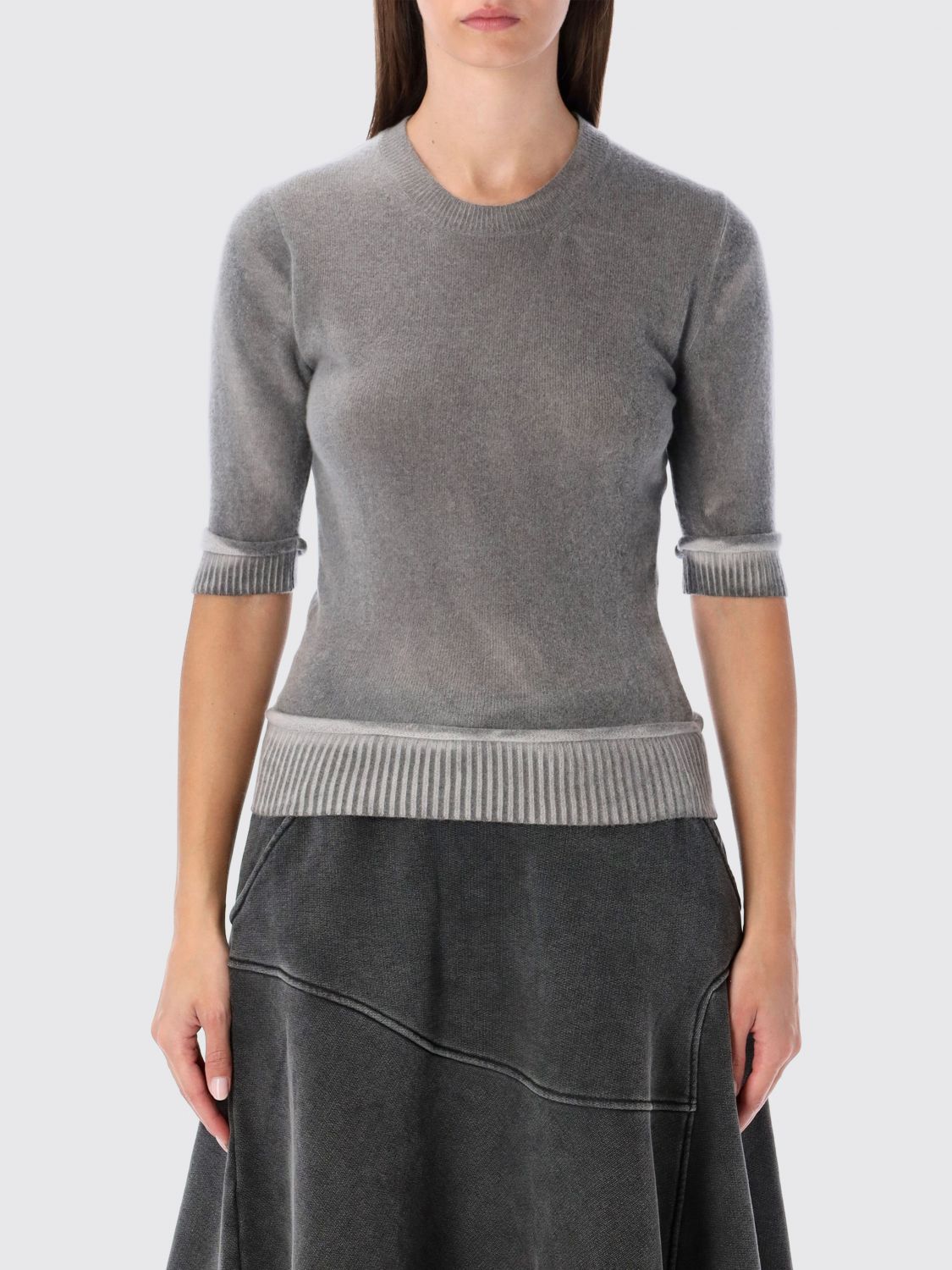 Our Legacy Dual Grey Spray-dye Wool Knit Top In Multi