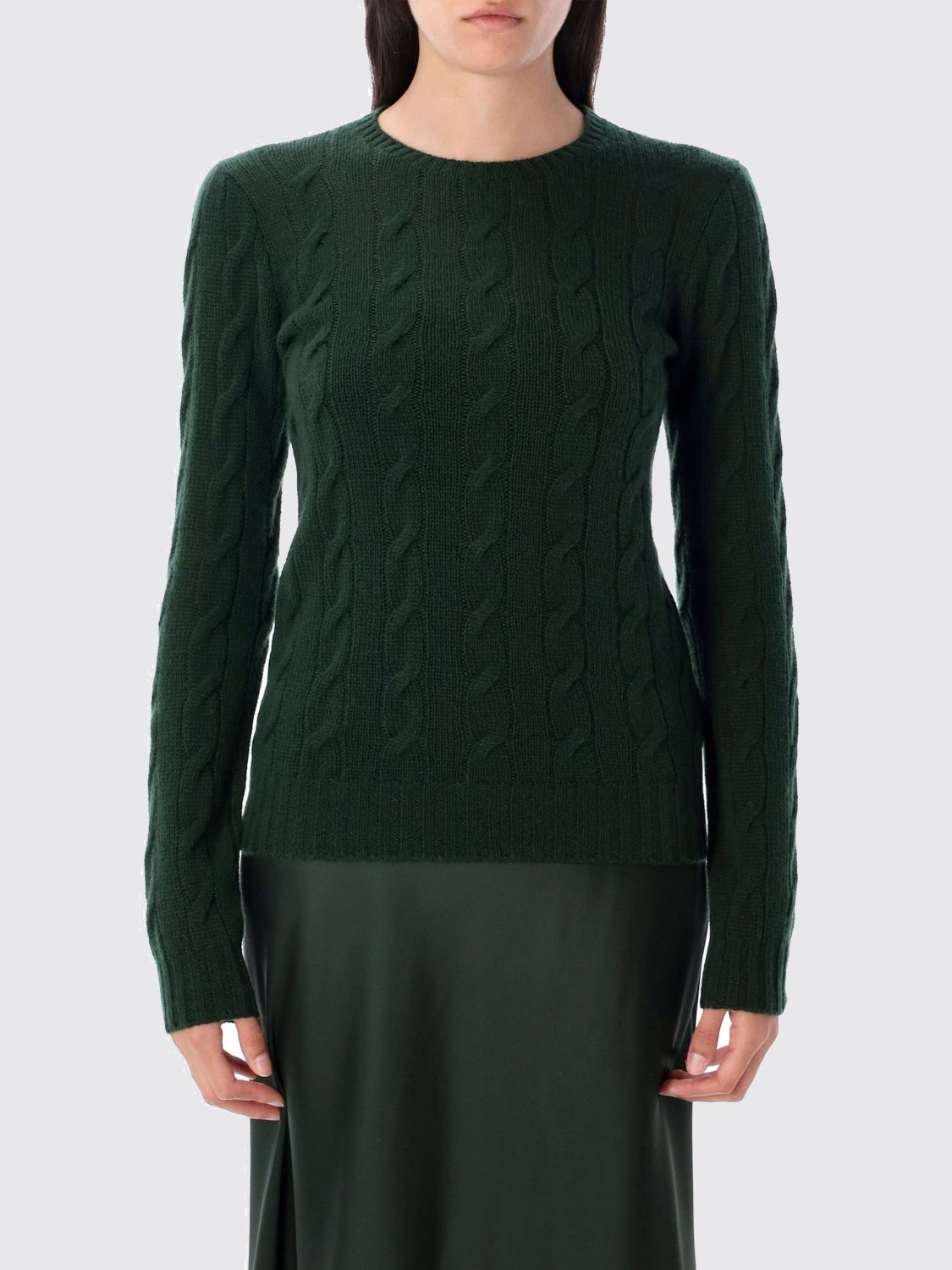 Polo Ralph Lauren Cable-knit Cashmere Crewneck Jumper With Textured Pattern In Green
