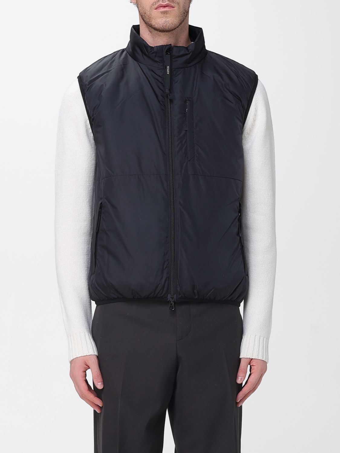Aspesi Zip-fastening Gilet In Black