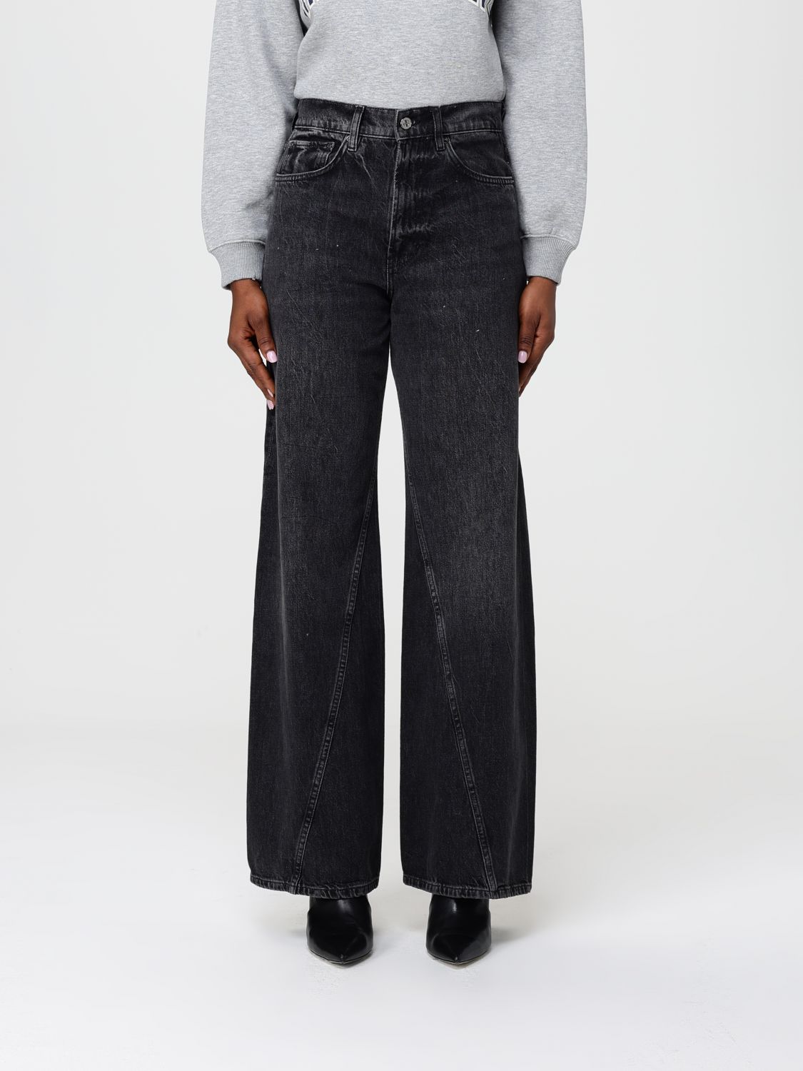 Anine Bing Brie Jeans Woman Black In Black