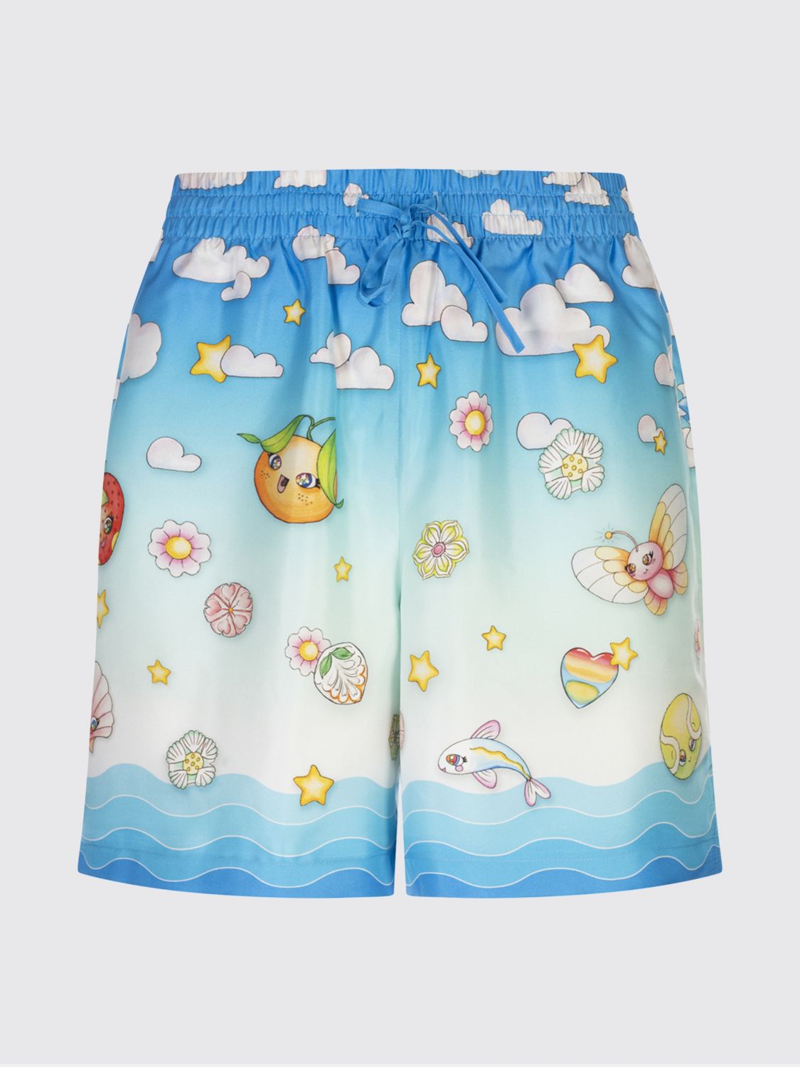 Casablanca Kawaii Silk Bermuda Shorts And Pockets In Multi