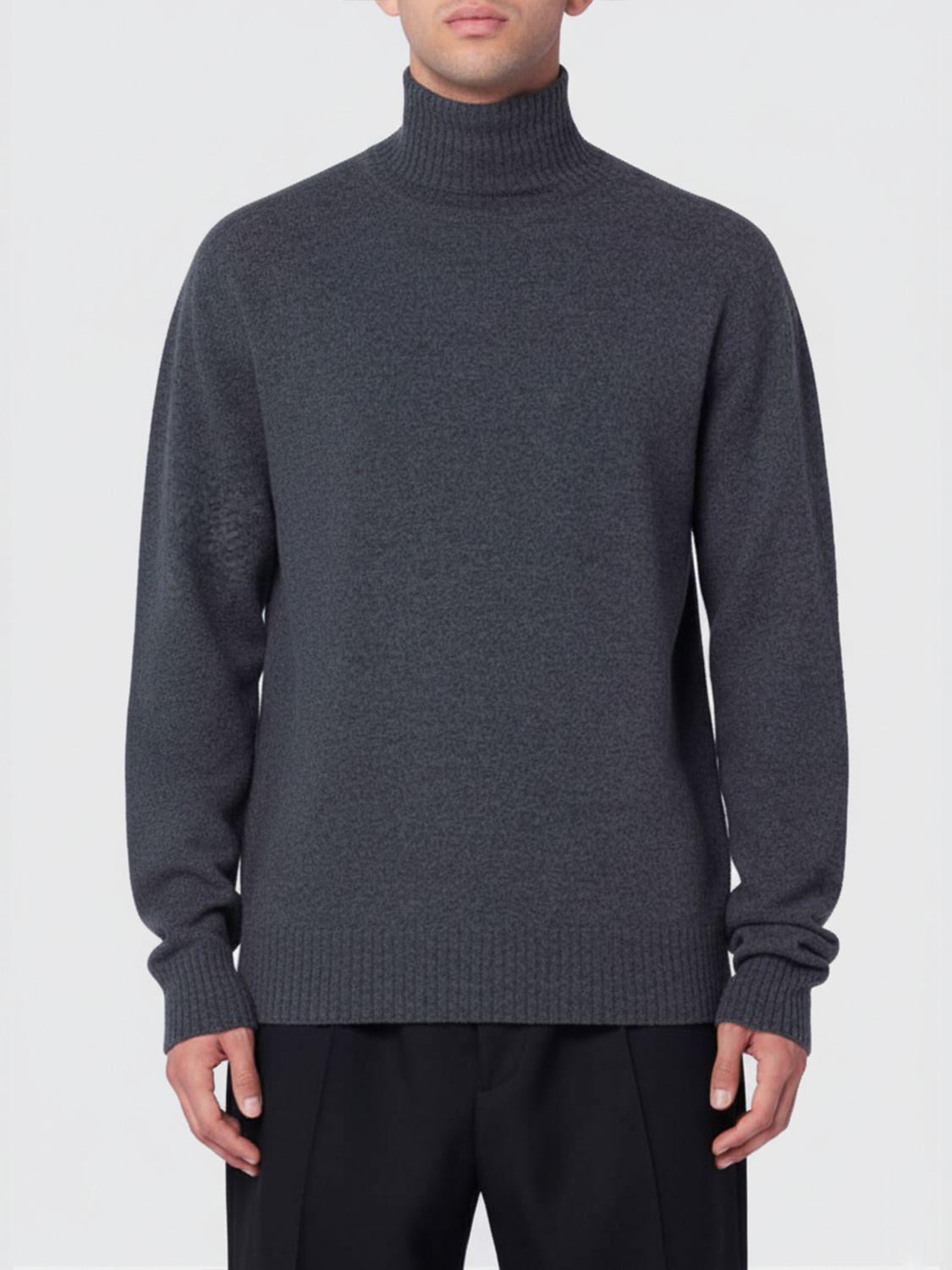 Jil Sander Grey Wool Turtleneck Sweater In Multi
