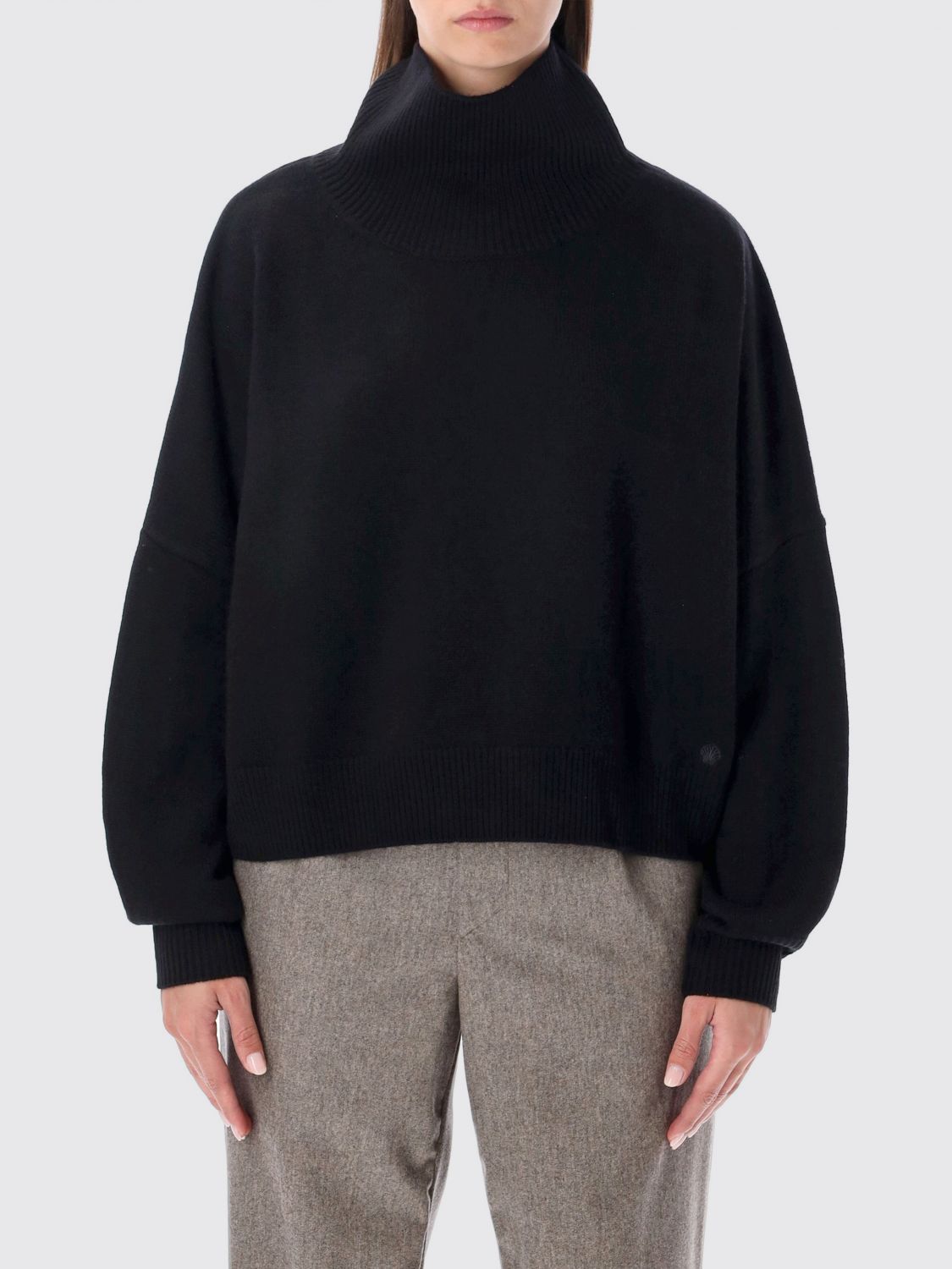 Loulou Studio Loulou Loulou De Saison Luke Wool-cashmere Stand Collar Sweater In Black