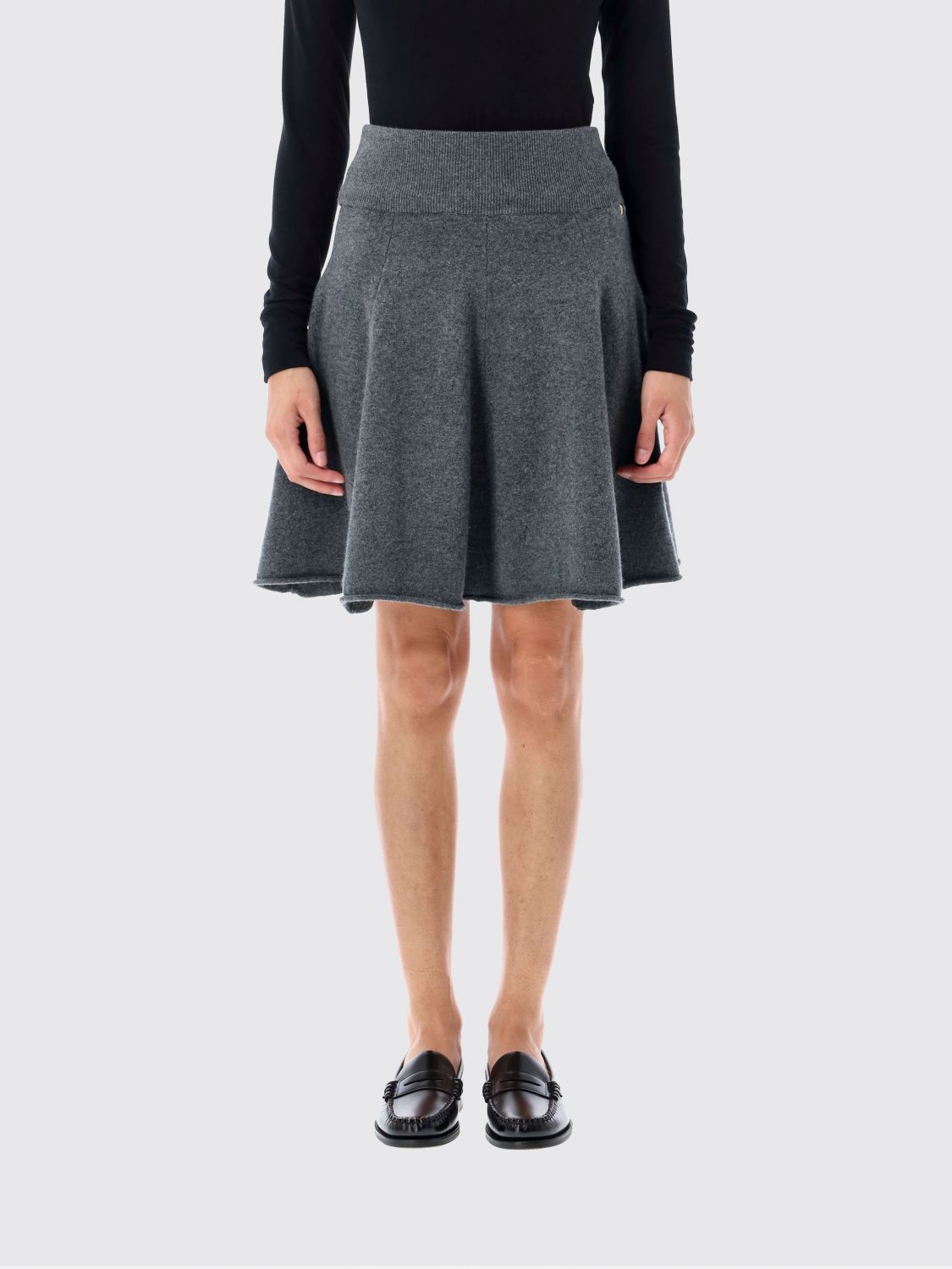 Extreme Cashmere Ribbed-knit Flared Mini A-line Skirt In Multi