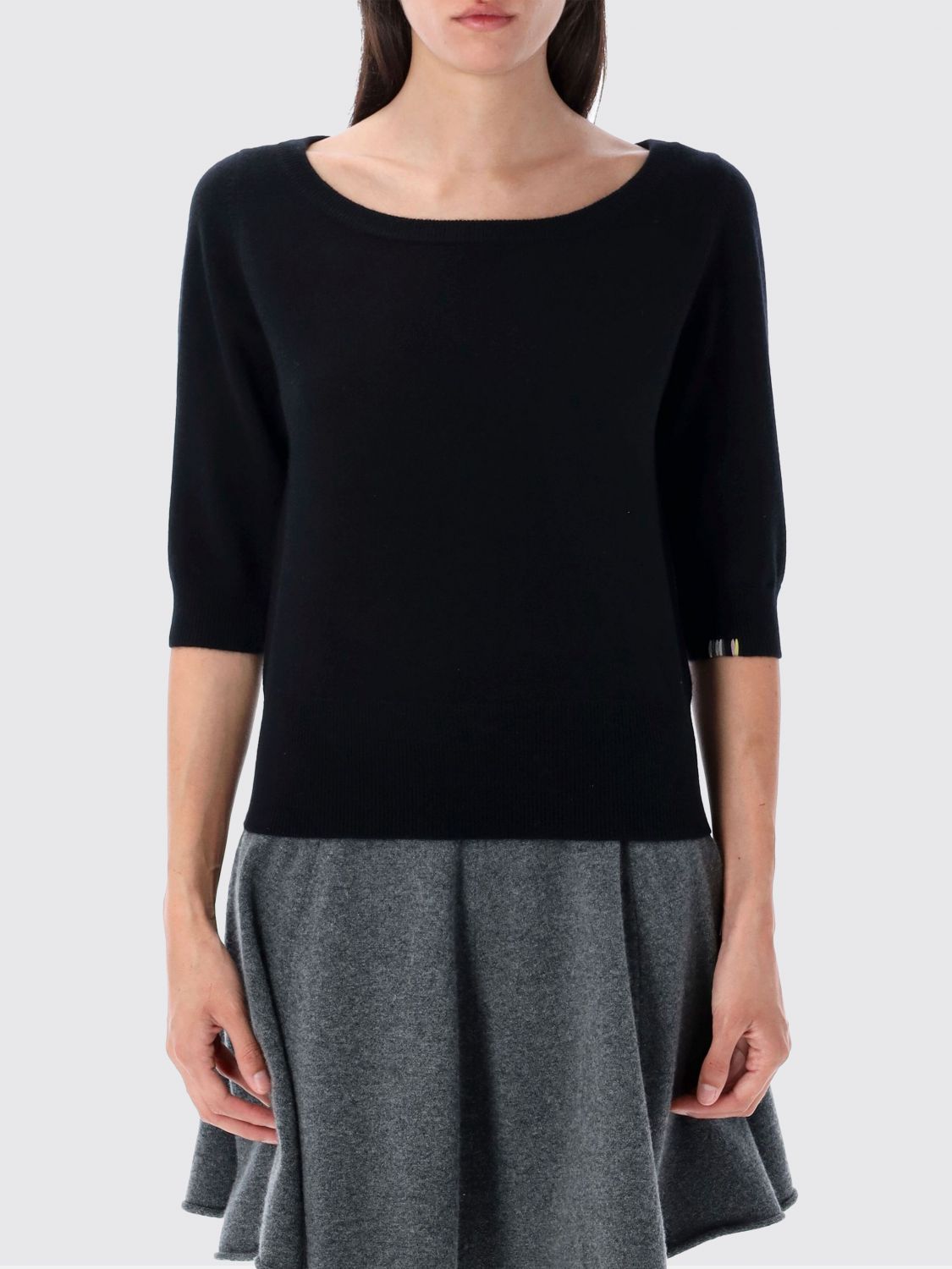 Extreme Cashmere Half-sleeves Detailed Cashmere Sweater In Black