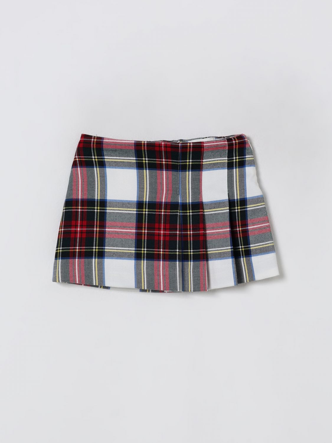 Il Gufo Plaid Pleated Skirt In White