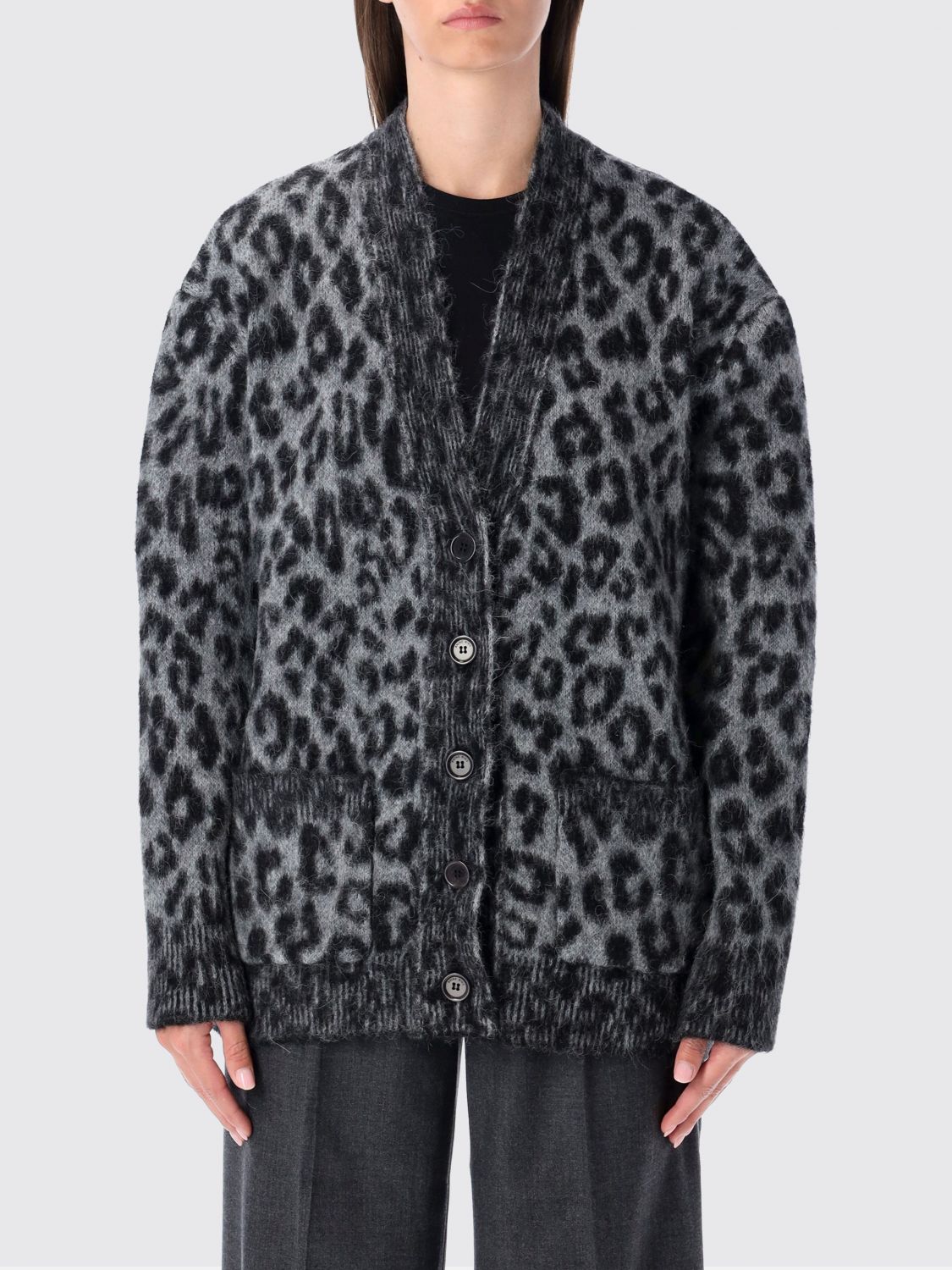 Anine Bing Oversized Alpaca Blend Leopard Cardigan In Multi