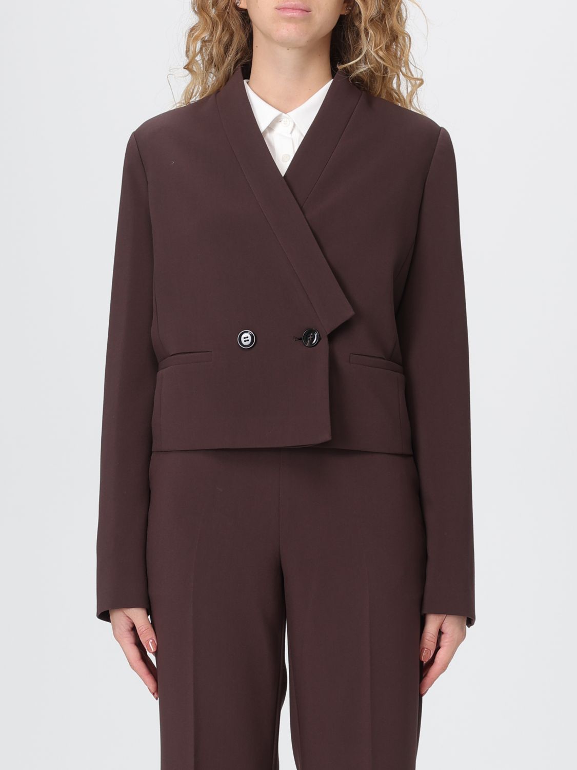 Twinset Blouson Croisé En Crêpe In Burgundy