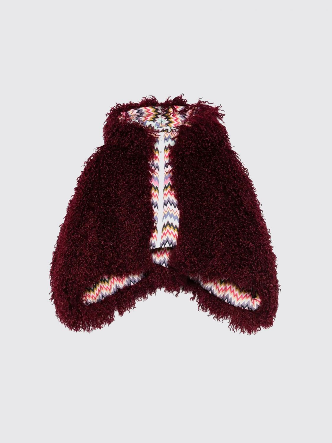 Missoni Faux-fur Hodded Jacket In Red