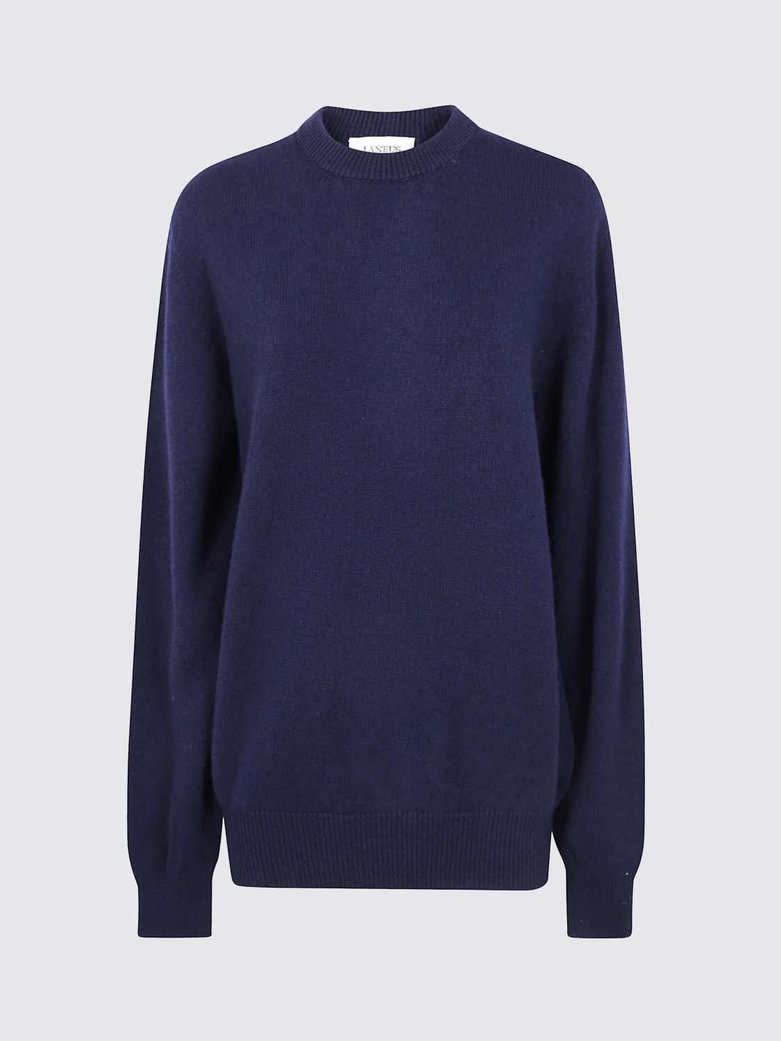 Laneus Soft Textured Crew Neck Long Sleeve Jumper In Blue