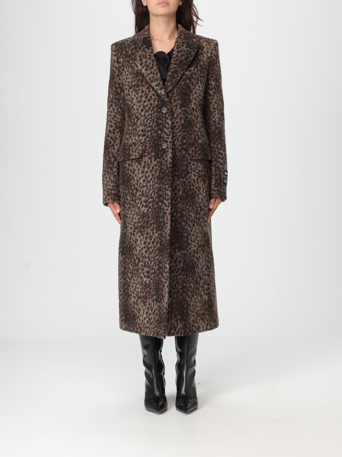 Msgm Leopard-print Single-breasted Coat In Brown