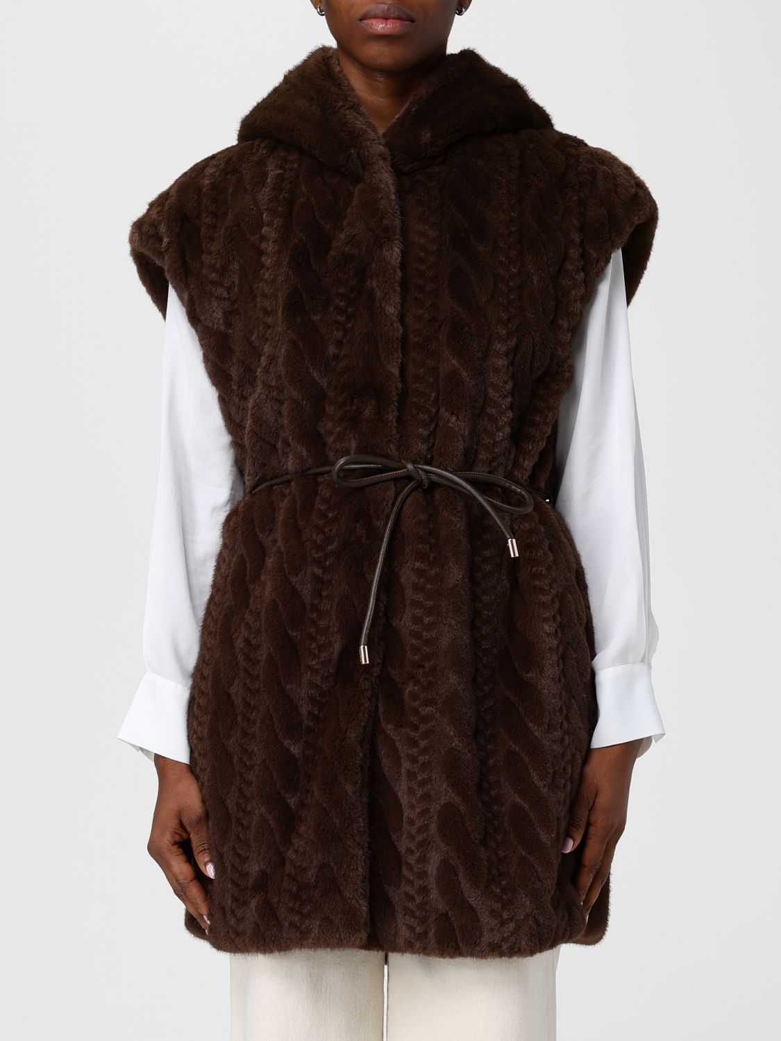 Liu •jo Fur Coat Liu Jo Woman Color Cocoa In Brown