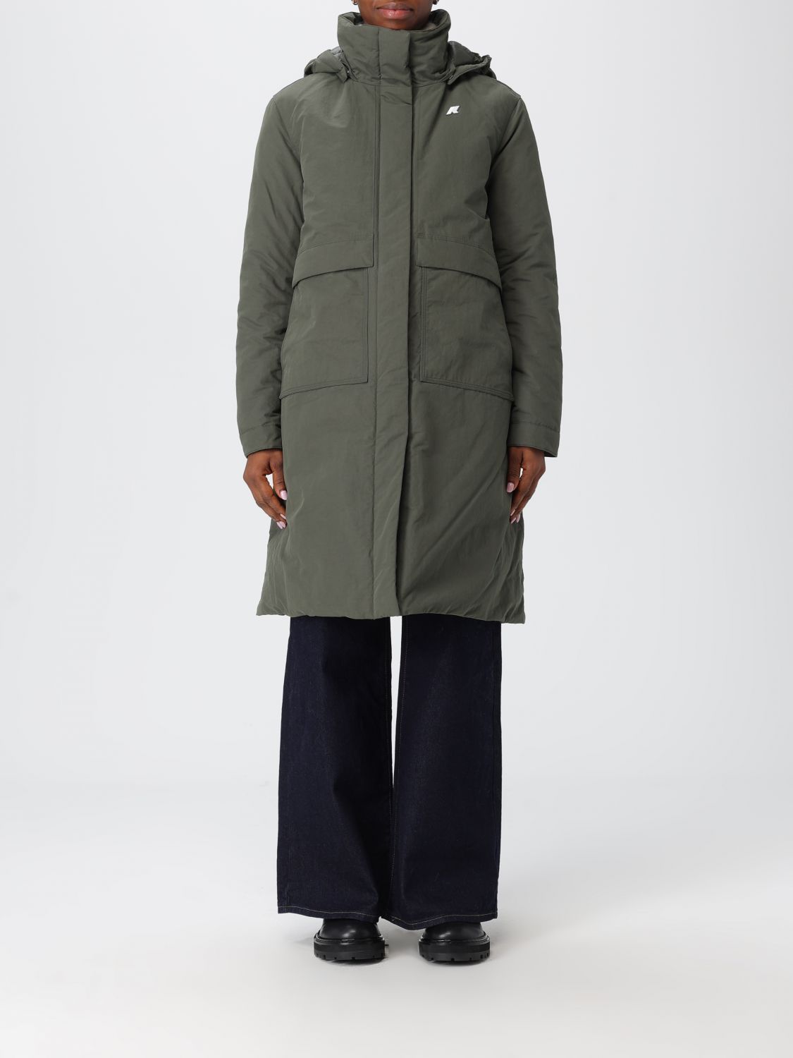 K-way Coat Woman Color Green In Green