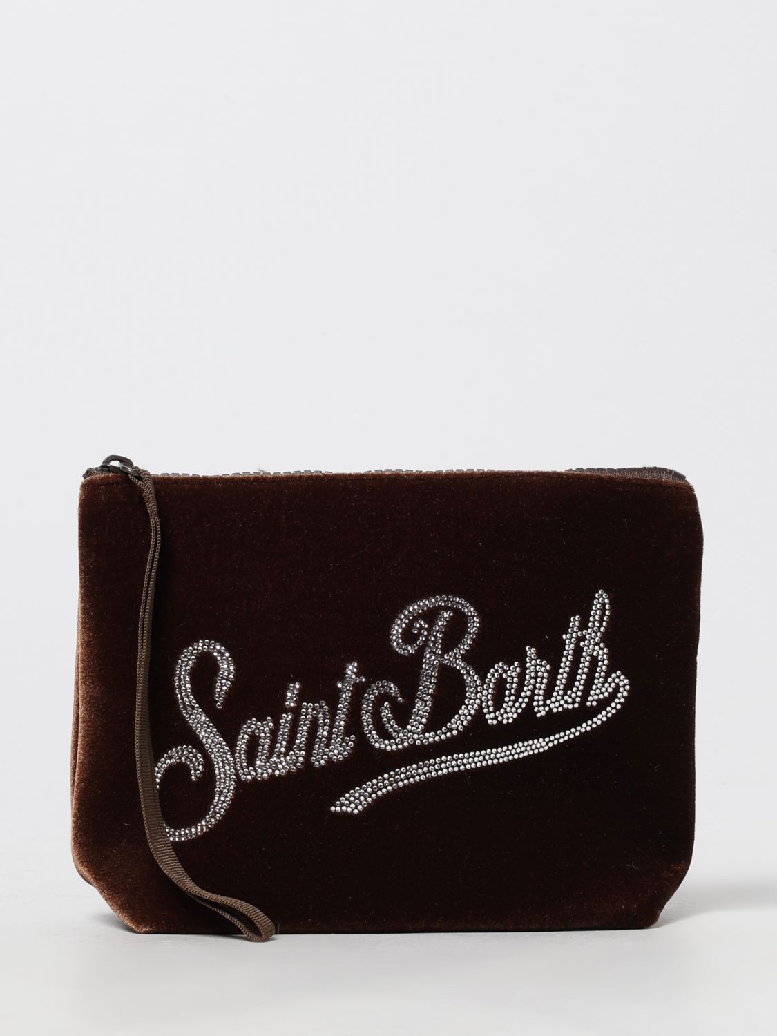 Mc2 Saint Barth Pochette Aline Velvet In Velluto Cammello E Strass In Purple