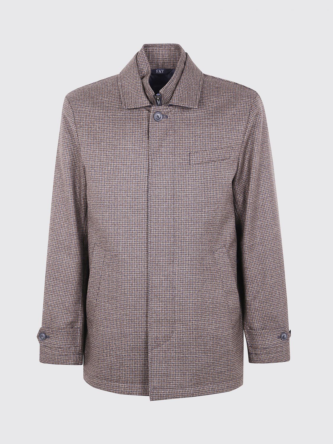 Fay Houndstooth Button-fastening Jacket In Multi