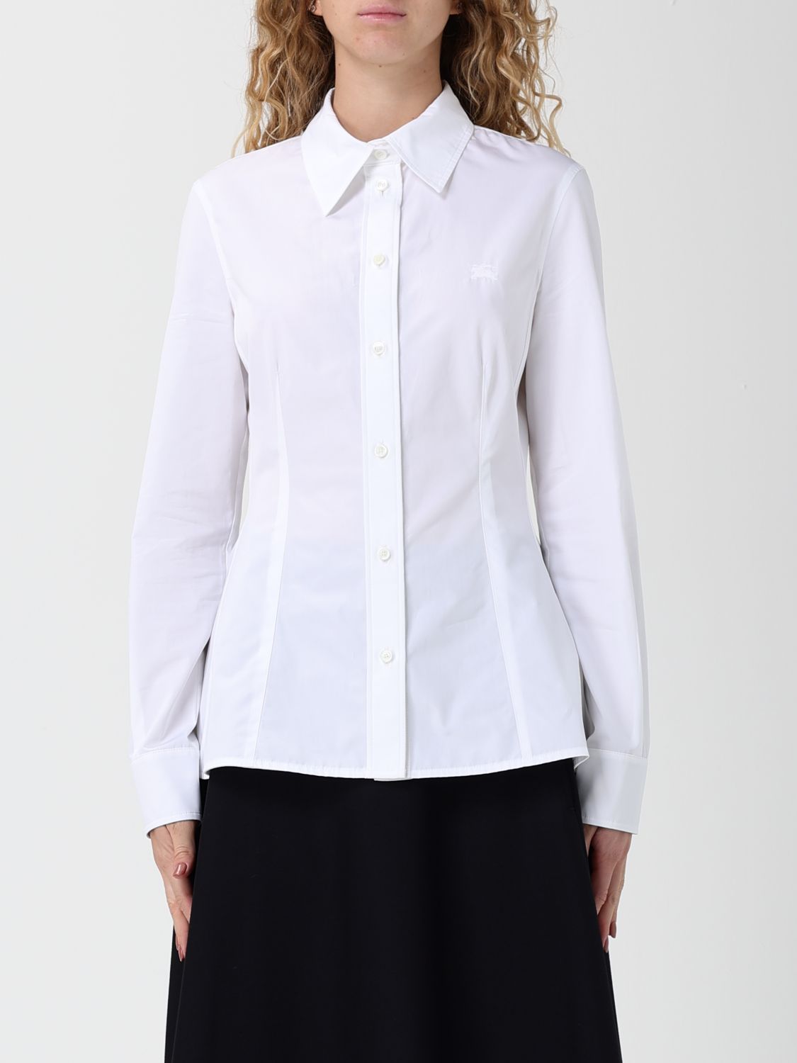 Burberry Eliza Poplin Peplum Button-down Shirt In White