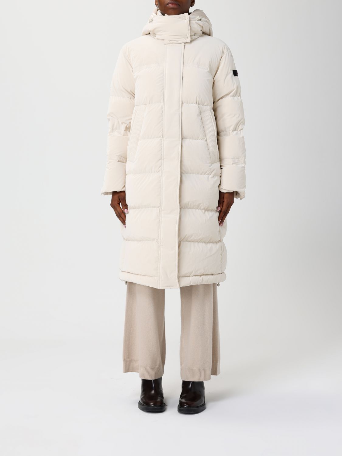 Peuterey Hooded Zip-up Coat In Yellow