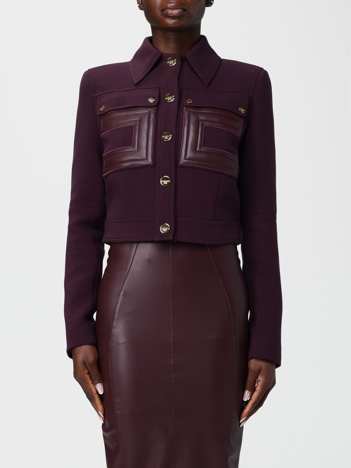 Elisabetta Franchi Jacket Woman Color Wine In Brown