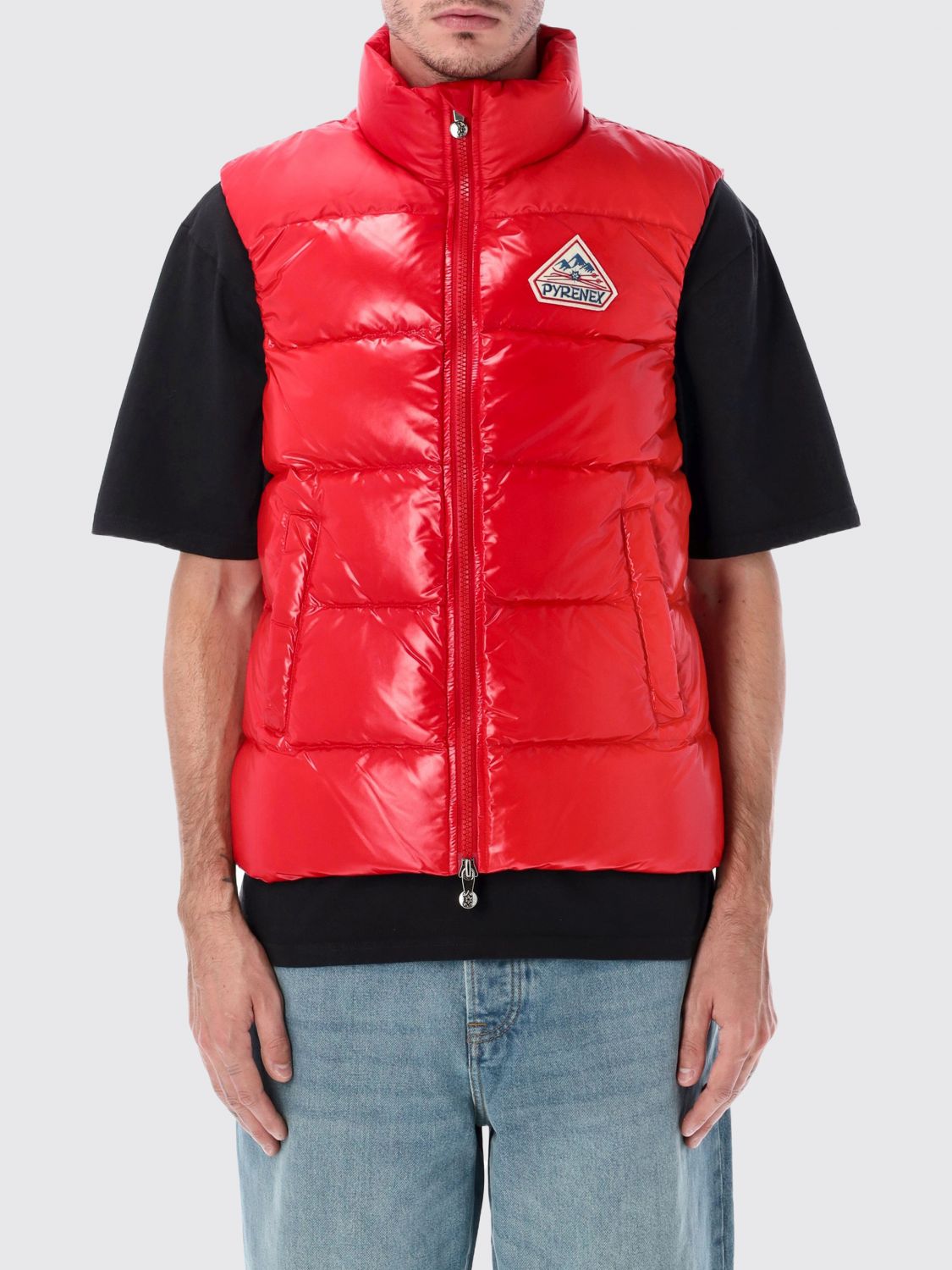 Pyrenex High Collar Sleeveless Vest In Red