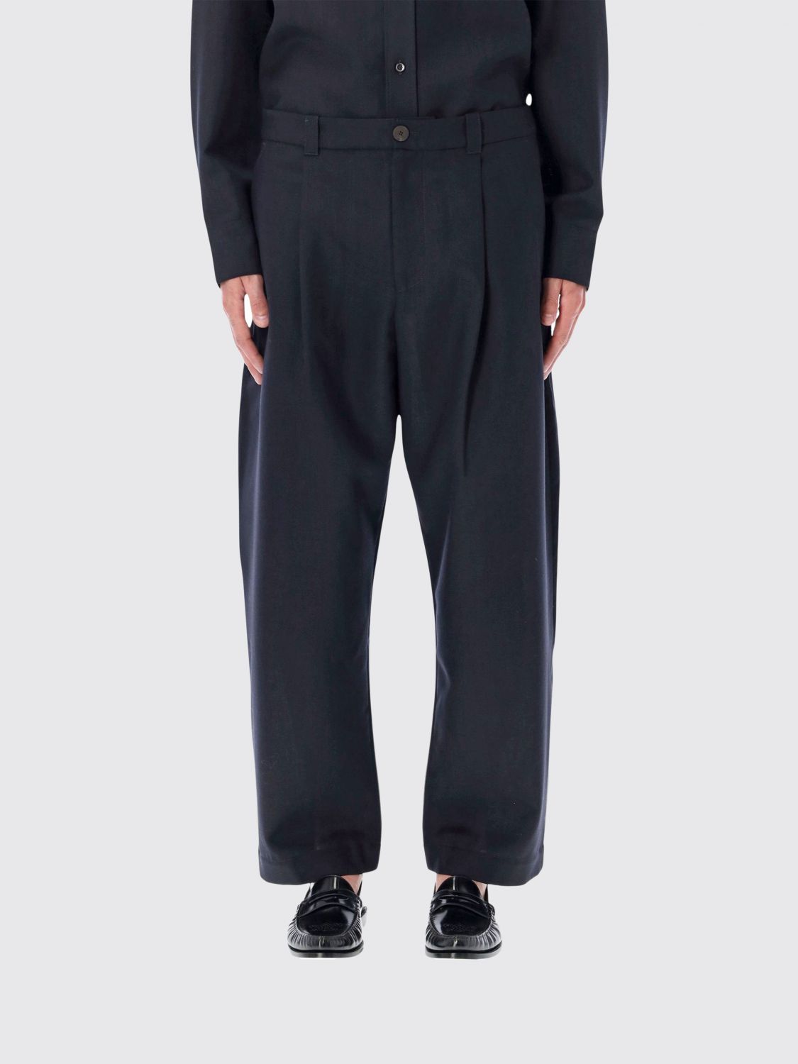 Studio Nicholson Tucked Front Pants With Tailored Silhouette In Blue