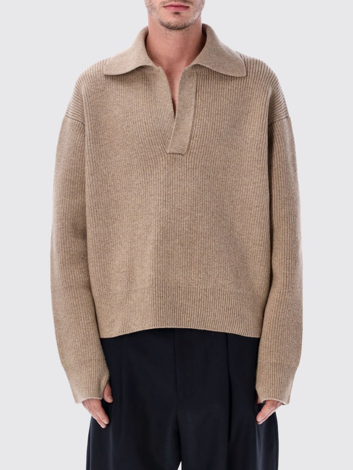 Studio Nicholson Nash Rws Merino Wool Polo Knit In Brown