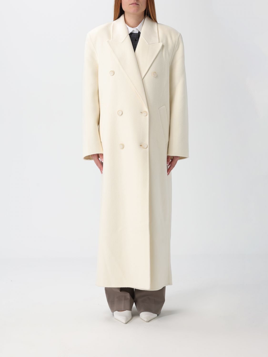 The Frankie Shop Womens Gaia Double-breasted Wool-blend Coat Ivory Xxs In Neutral