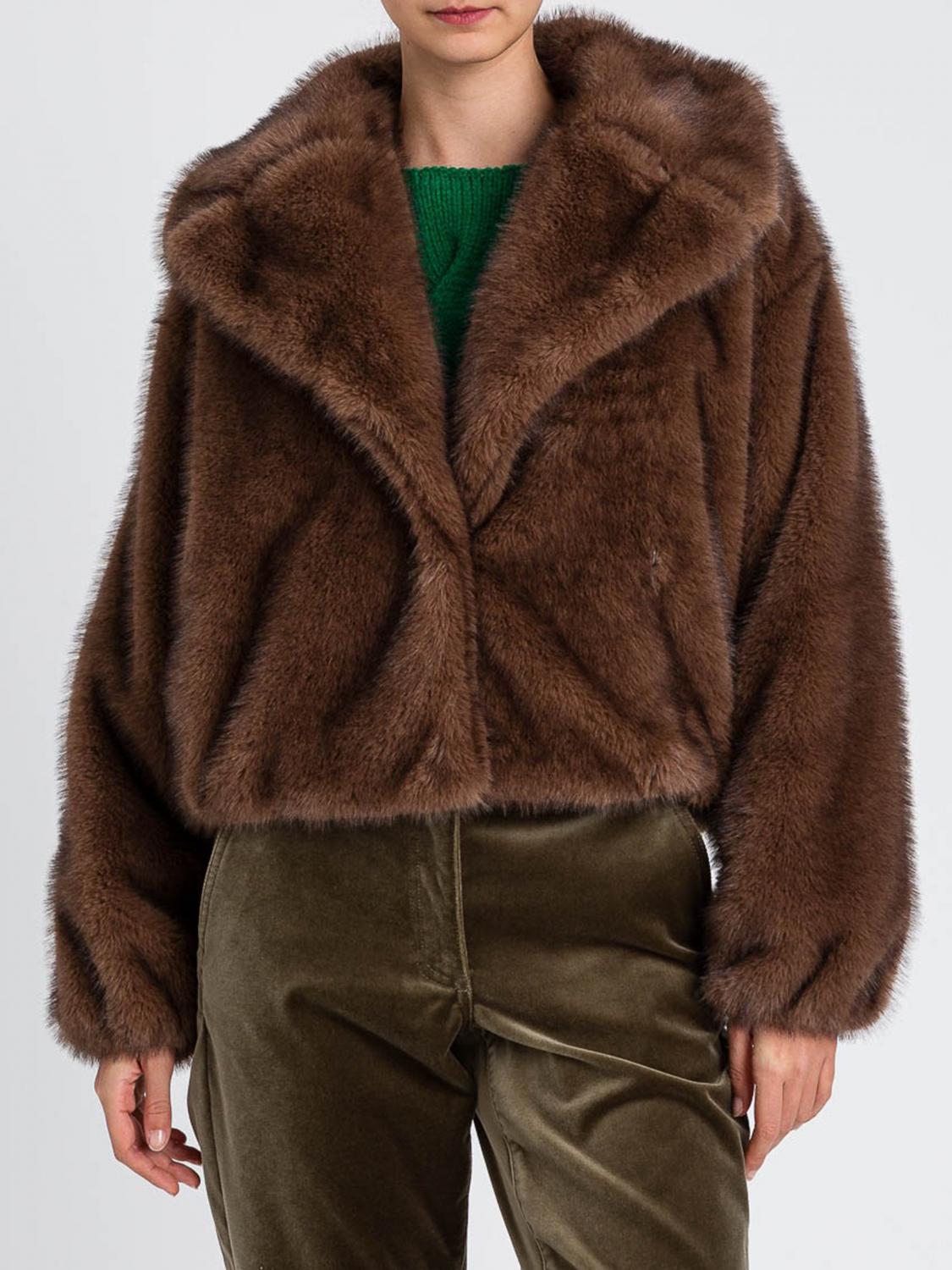 Twinset Fur Coat  Woman Color Brown In Brown