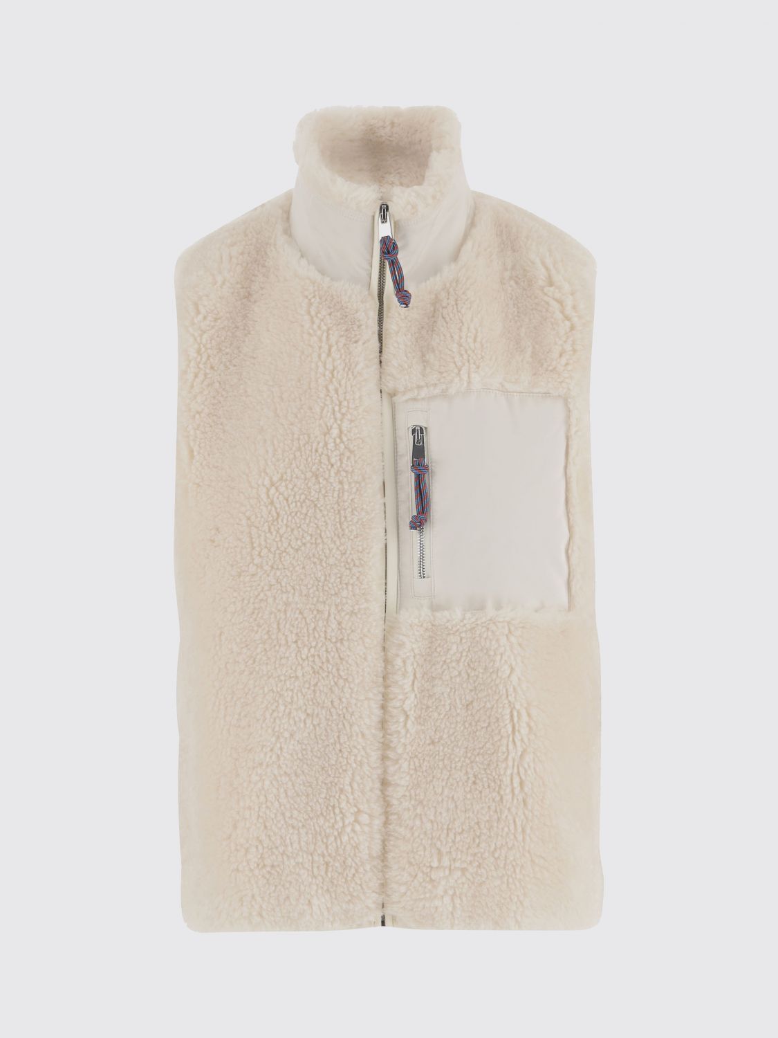 Tory Burch Color Block Highpile Vest In White