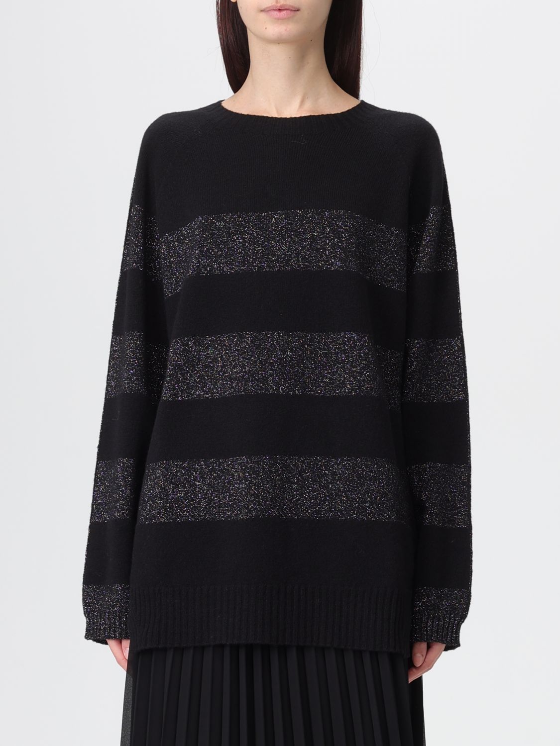 Twinset Striped-pattern Sweater In Black