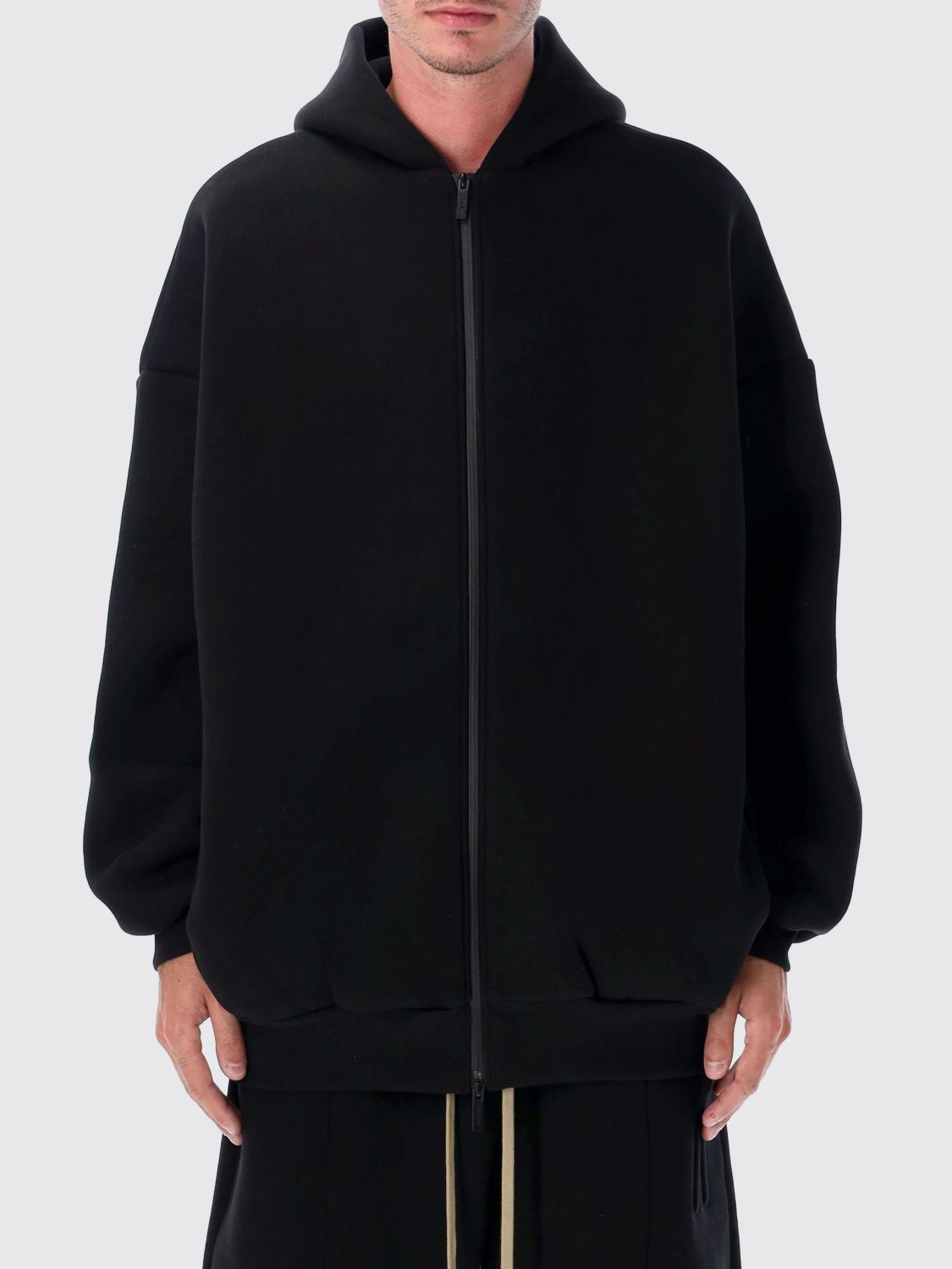 Fear Of God Full Zip-up Hoodie With Minimalist Design And Front Pocket In Black