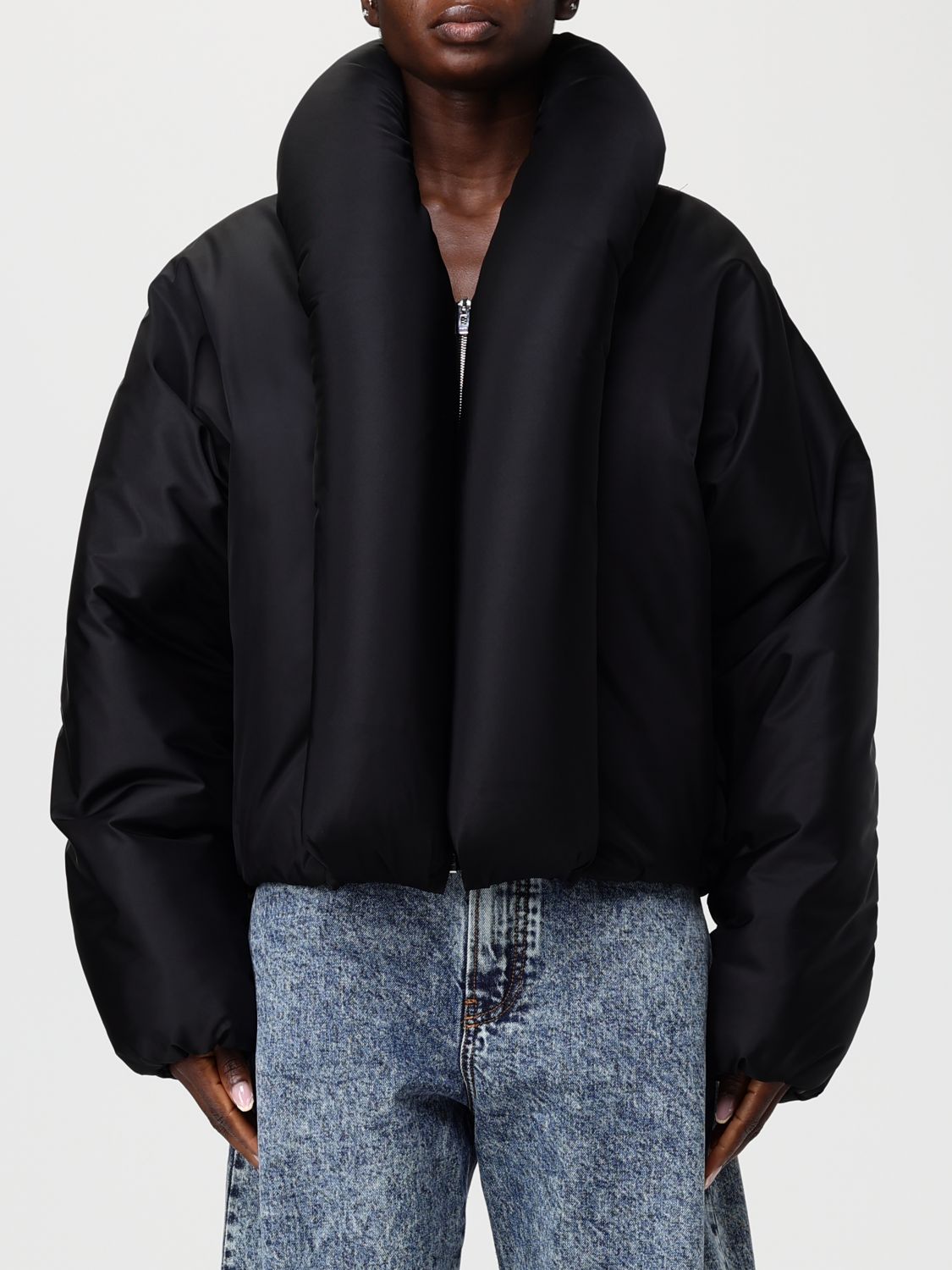Alaïa Taffeta Padded Bomber Jacket In Black