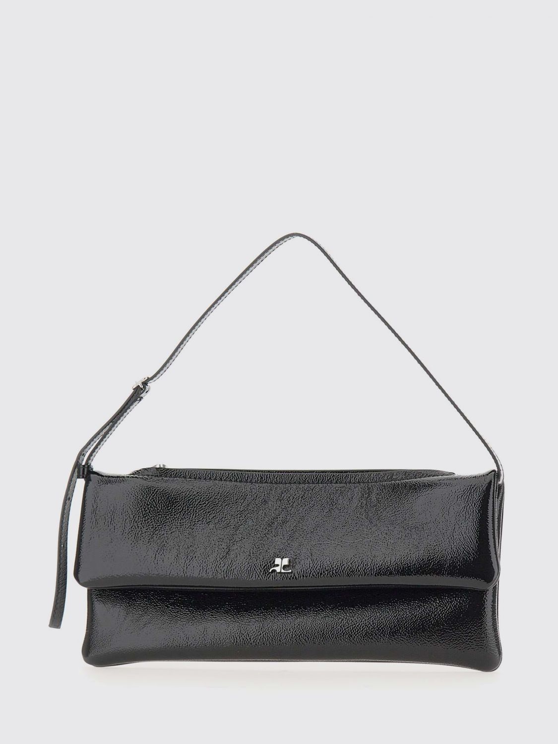 Courrèges Rectangular Shoulder Bag Adjustable Strap In Black