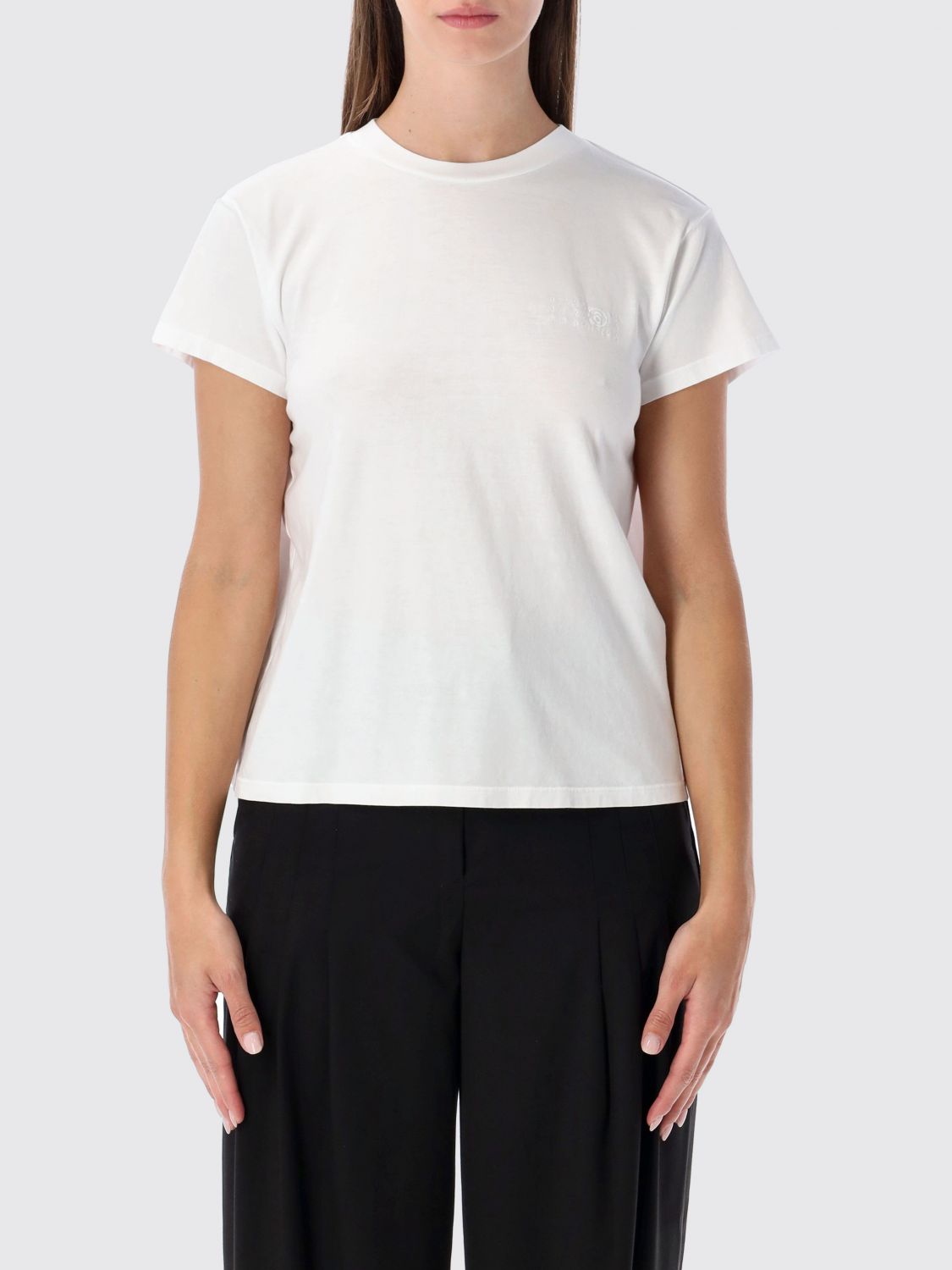 Mm6 Maison Margiela Back Detail Short Sleeve Crew Neck Top In White