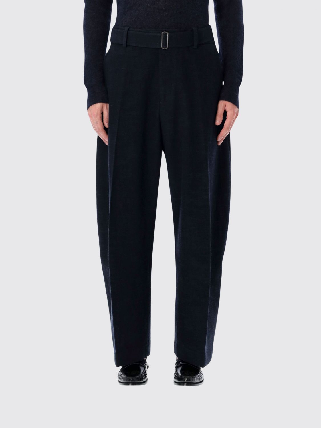 Studio Nicholson Wide-leg Wool Cotton Blue Vital Trousers In Black