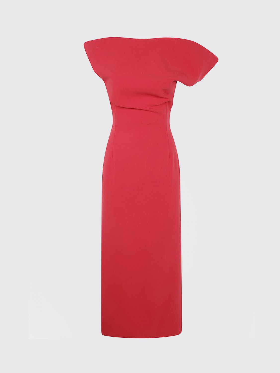 Magda Butrym Asymmetrical Midi Dress Back Slit In Red