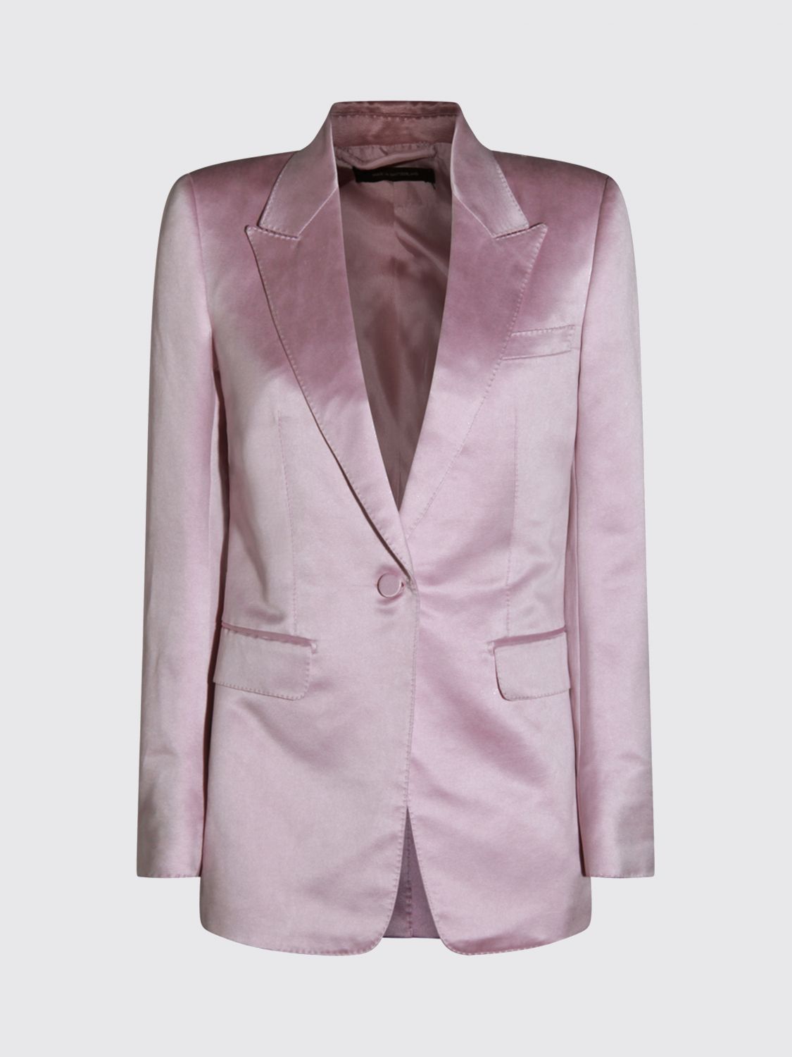 Tom Ford Satin Blazer With Notched Lapels And Pockets In Pink